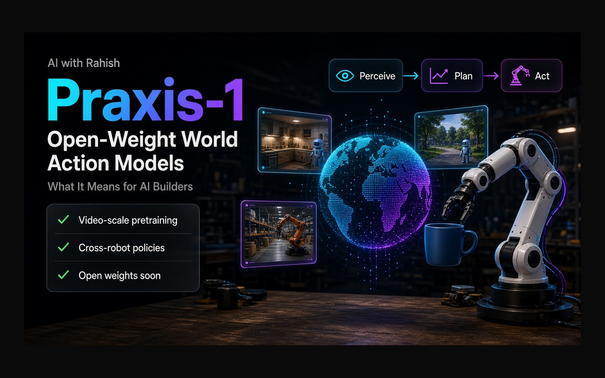 Runway Praxis-1: Open-Weight World Action Models and What They Mean for AI Builders — cover illustration for AI with Rahish blog